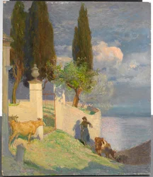 Prowadzenie bydła, jezioro Como, ok. 1900